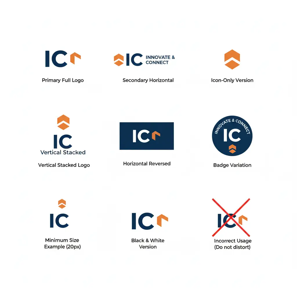 Brand Identity Mistakes Sabotaging Your Sales in 2025 (And How to Fix Them Now) Logo variations showing primary, secondary, icon, horizontal, vertical, and reversed versions for brand consistency